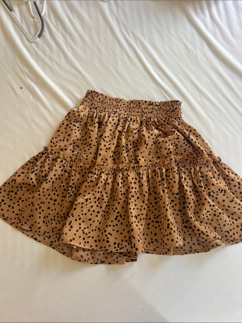 Womens Brown Leopard Print Tiered Skirt